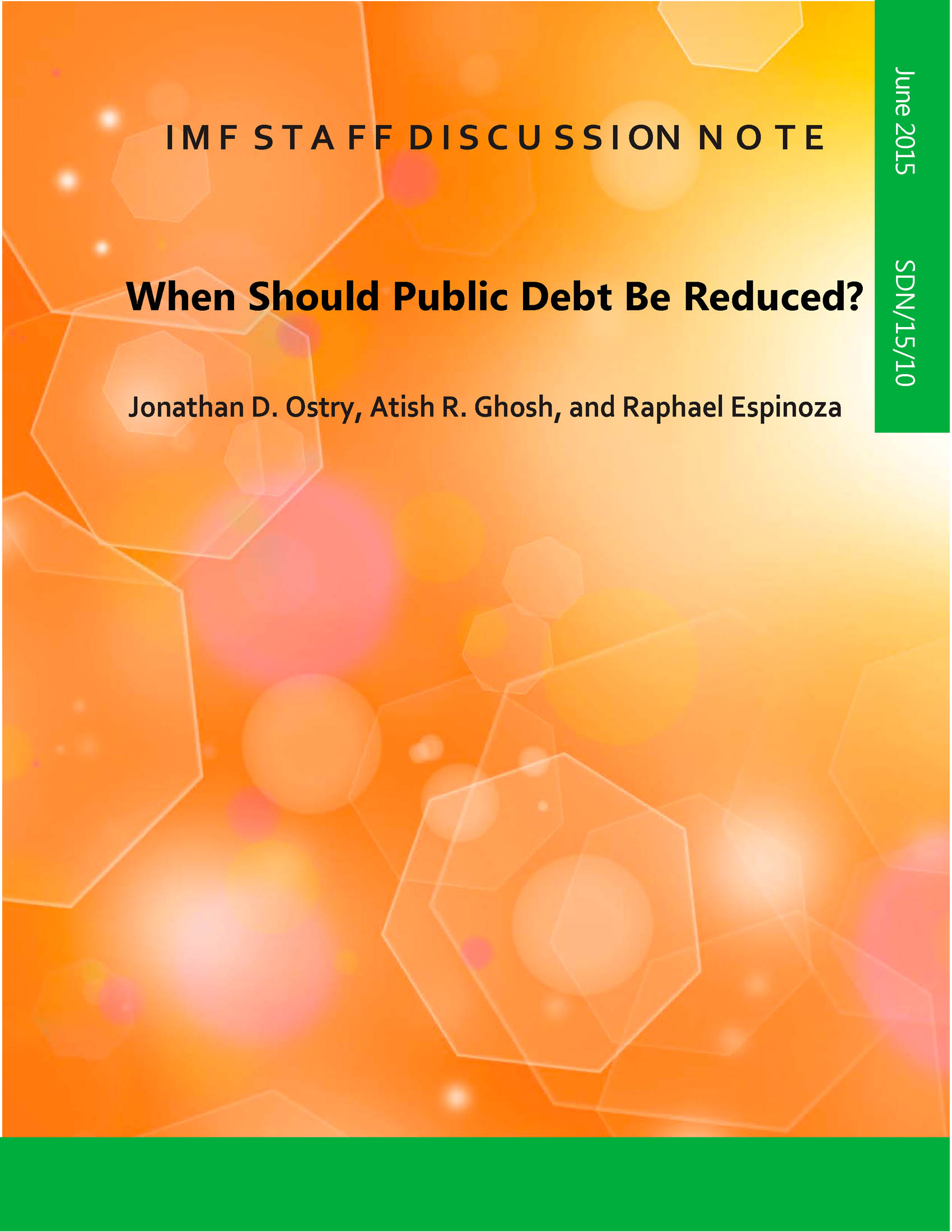When Should Public Debt Be Reduced By Ostry Jonathan David Ghosh Atish R And Espinoza Raphael A Paperback E Book For Sale