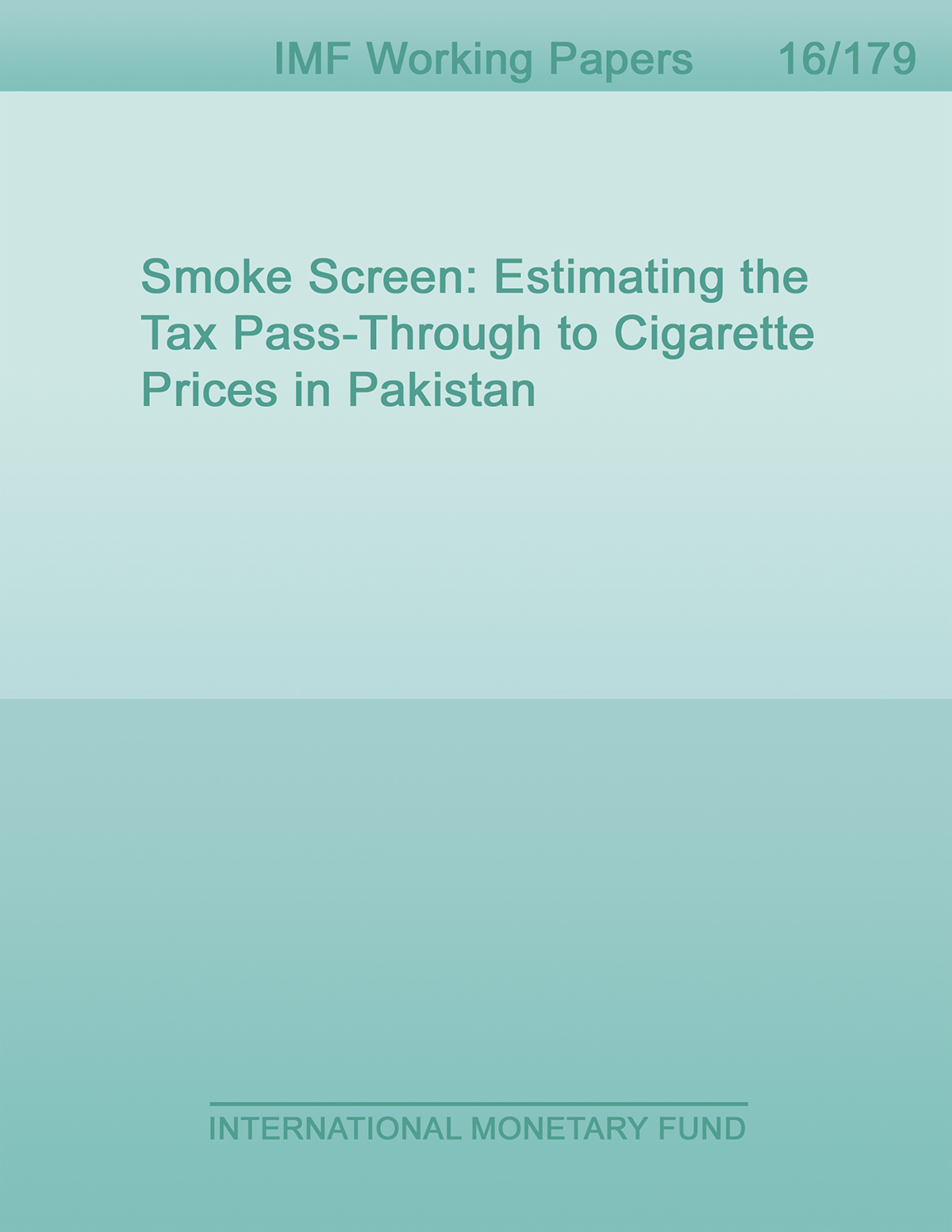 Smoke Screen : Estimating the Tax Pass-Through to Cigarette Prices in Pakistan by Cevik Serhan ...