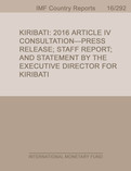Kiribati : 2016 Article IV Consultation-Press Release;Staff Report; and Statement by the Executive Director for Kiribati